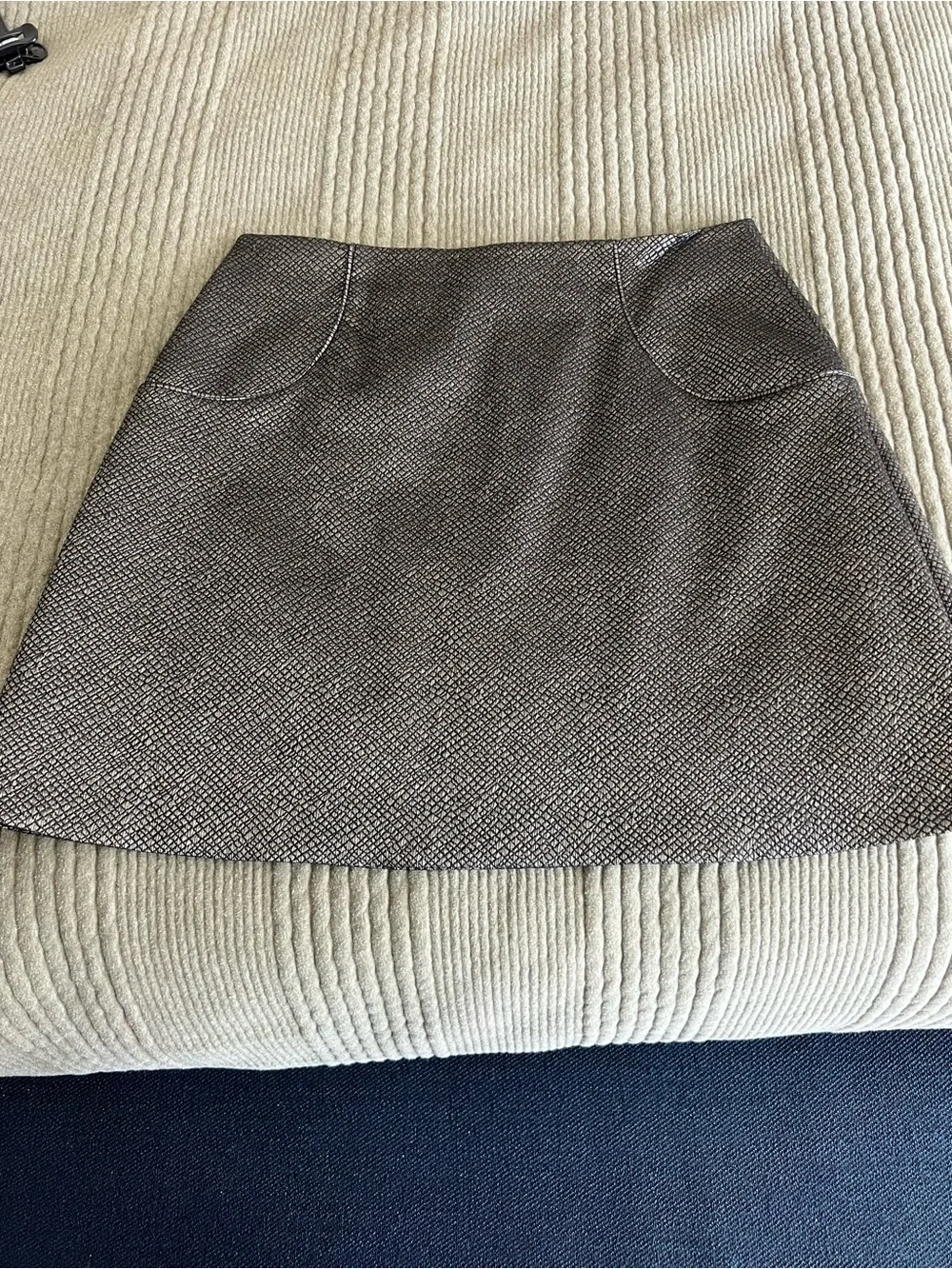 Karen Millen Metallic Textured Mini Skirt - Silver/Black